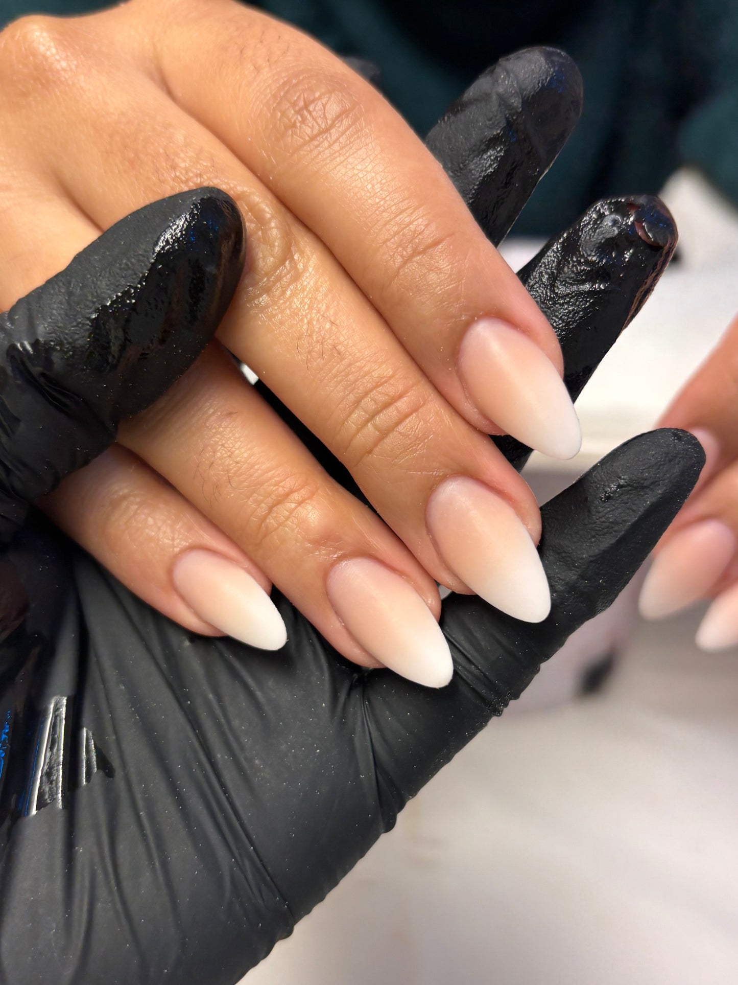 Nude & white acrylic ombre